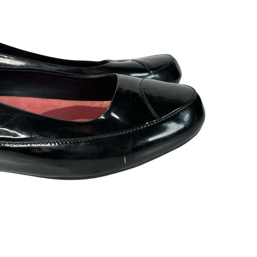 FitFlop Due Patent Ballet Flats Black Leather Platform Comfort Casual Travel 11